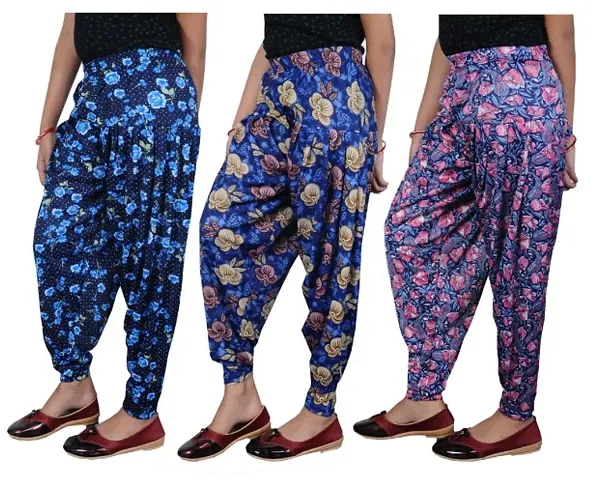 Kids Girls Printed Patiyala Pants Combo of 3