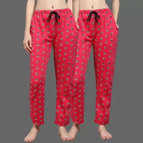 Pack Of 2 Comfortable Cotton Printed Night Pajama/Pants/Bottomwear For Women And Girls