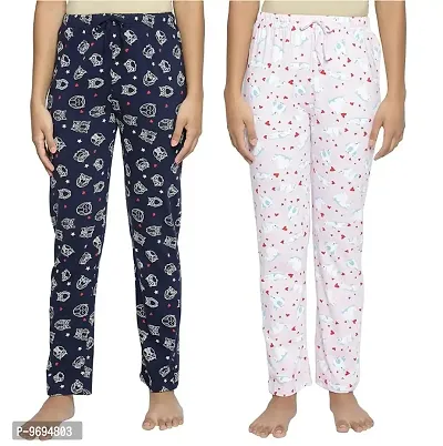 Stylish Fancy Cotton Printed Nighty Pyjama Combo For Women And Girls Pack Of 2