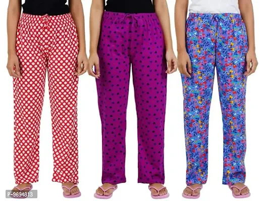 Stylish Fancy Cotton Printed Nighty Pyjama Combo For Women And Girls Pack Of 3