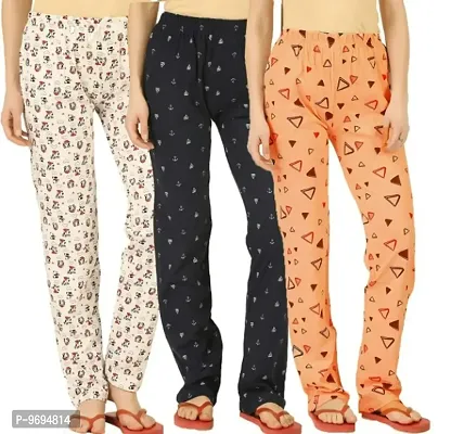 Stylish Fancy Cotton Printed Nighty Pyjama Combo For Women And Girls Pack Of 3-thumb0