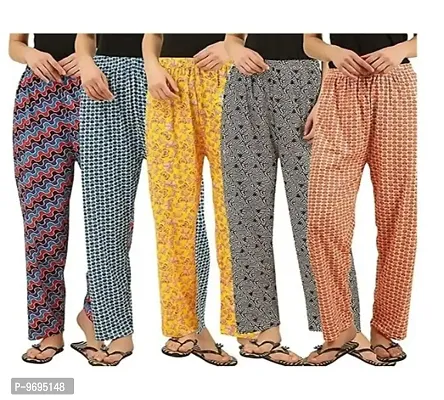 Stylish Fancy Cotton Printed Nighty Pyjama Combo For Women And Girls Pack Of 5-thumb0