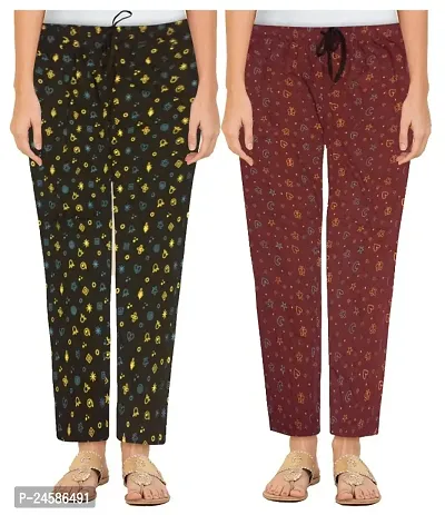 Pack Of 2 Casual Cotton Night Pajama/Night Pant For Women-thumb0