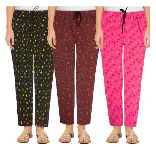 Pack Of 3 Cotton Pyjama Combo For Women