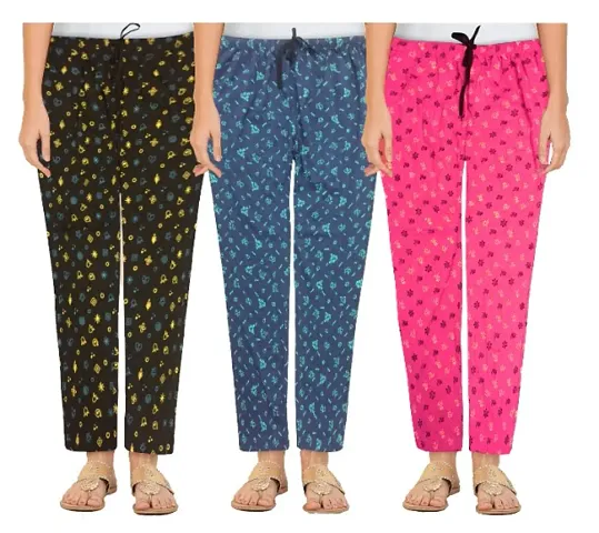 Pack Of 3 Cotton Pyjama Combo For Women