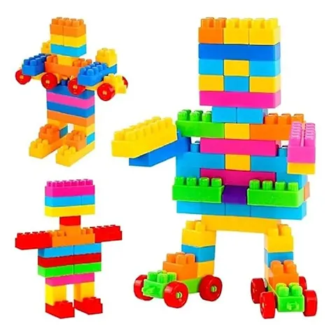 Stem DIY Building Brick Blocks for Kids Educational and Learning Puzzle Games 50+ Blocks Pouch Packaging