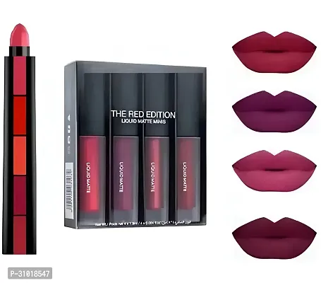 5 in 1 red lipstick with liquid red edition lipstick