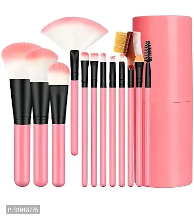 pink make up brush set of 12 brush with case-thumb0