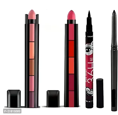 5 in 1 long lasting lipstick with eyeliner and kajal