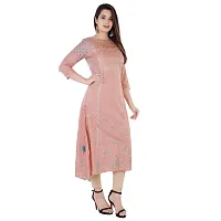 A UNIQUE Women's Rayon Handwork printed Straight Kurta (Peach, XX-Large, 2019TUC1064)-thumb2