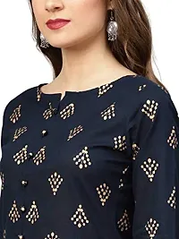 A UNIQUE Women's Rayon Printed Designer Kurta and Plazo Set Dark Blue-thumb3