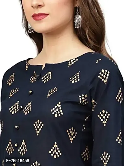 A UNIQUE Women's Rayon Printed Designer Kurta and Plazo Set Dark Blue-thumb4