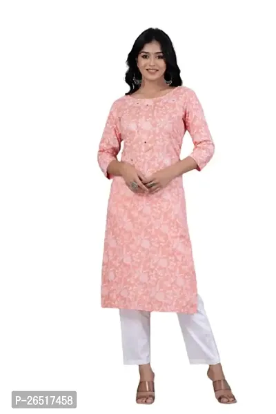 UNISETS Women Straight Khaddi Printed Pink Kurta