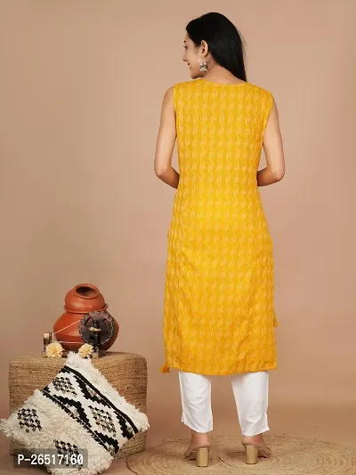 UNISETS Yellow Kurta  White Pant Sleeveless-thumb2