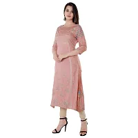 A UNIQUE Women's Rayon Handwork printed Straight Kurta (Peach, Large, 2019TUC1062)-thumb4