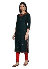 A UNIQUE Women Embroidered Rayon Straight Kurta-thumb2