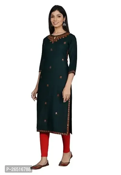 A UNIQUE Women Embroidered Rayon Straight Kurta-thumb3