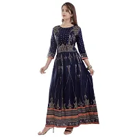 A UNIQUE Girls' Rayon Kurta (2019TUC231_Navy Blue_Medium)-thumb1