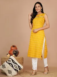 UNISETS Yellow Kurta  White Pant Sleeveless-thumb4