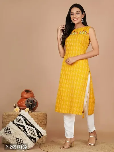 UNISETS Yellow Kurta  White Pant Sleeveless-thumb5