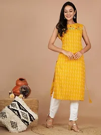 UNISETS Yellow Kurta  White Pant Sleeveless-thumb2