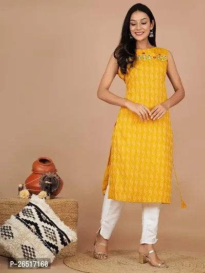 UNISETS Yellow Kurta  White Pant Sleeveless-thumb3