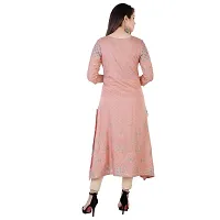 A UNIQUE Women's Rayon Handwork Printed Straight Kurta | Peach, XL-thumb1