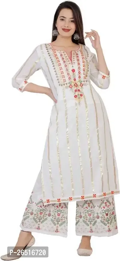 A UNIQUE Women's Rayon Regular Kurta (2021TUC44_White_44)