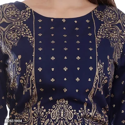 A UNIQUE Girls' Rayon Kurta (2019TUC231_Navy Blue_Medium)-thumb3