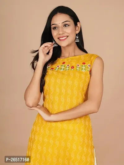 UNISETS Yellow Kurta  White Pant Sleeveless-thumb4