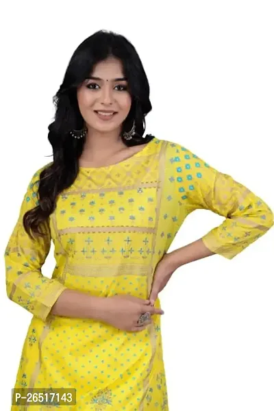 UNISETS Women Straight Gold Printed Peach Kurta-thumb5