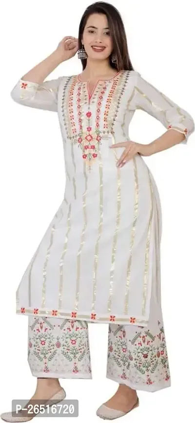 A UNIQUE Women's Rayon Regular Kurta (2021TUC44_White_44)-thumb5