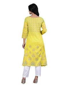 UNISETS Women Straight Gold Printed Peach Kurta-thumb1