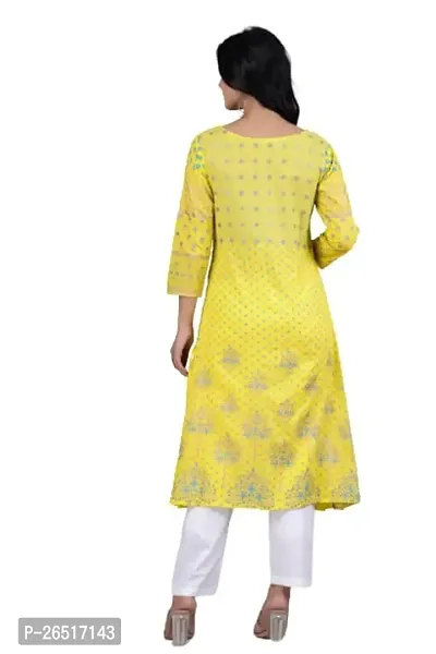 UNISETS Women Straight Gold Printed Peach Kurta-thumb2