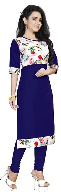 A-Line Blue  Crepe Kurta For Women-thumb2