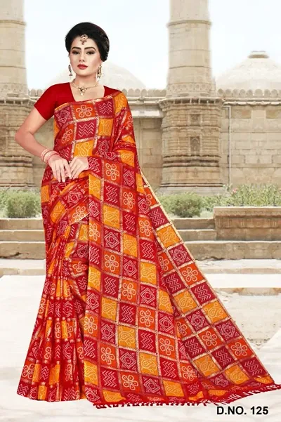 Beautiful Jute Bandhani Saree with Blouse piece