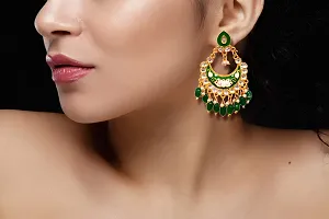 Latest Chand Moon Design Earrings Stylish Fancy Wedding Bridal Daily Use Antique Earrings Jhumka For Women and Girls (Yellow)-thumb4