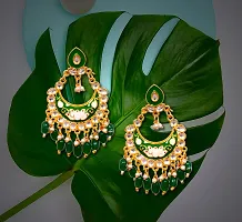 Latest Chand Moon Design Earrings Stylish Fancy Wedding Bridal Daily Use Antique Earrings Jhumka For Women and Girls (Yellow)-thumb2