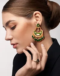 Latest Chand Moon Design Earrings Stylish Fancy Wedding Bridal Daily Use Antique Earrings Jhumka For Women and Girls (Yellow)-thumb3