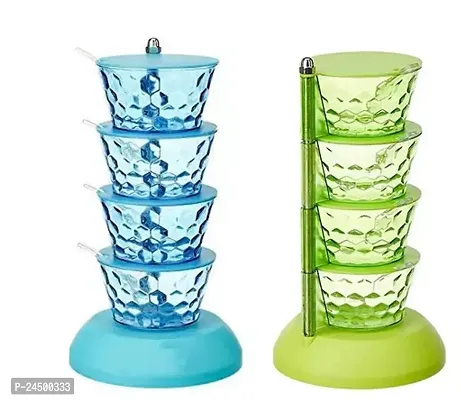 4 In 1 Multipurpose 360 Degree Rotating Pickle Rack Container For Kitchen Multicoloured Pck Of 2