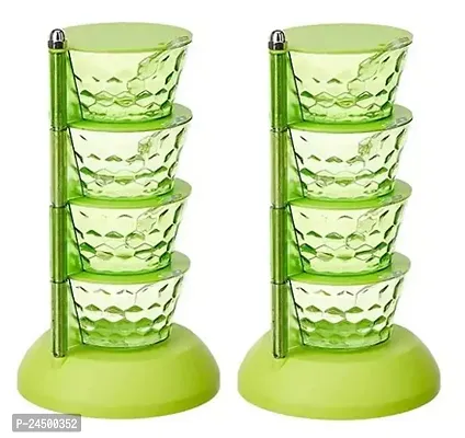 4 In 1 Multipurpose 360 Degree Rotating Pickle Rack Container For Kitchen Green Pck Of 2