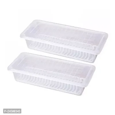 Fridge Storage Boxes Pack Of 2 Food Storage Container Fridge Organizer Case With Removable Drain Plate Stackable Freezer Storage Containers Keep Fresh For Storing Fish Meat Vegetables 1500 Ml-thumb0