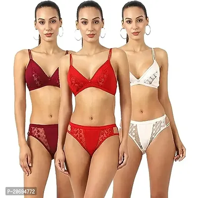 Buy In Beauty Ladies Undergarments Bra and Panties Set Pack of 3