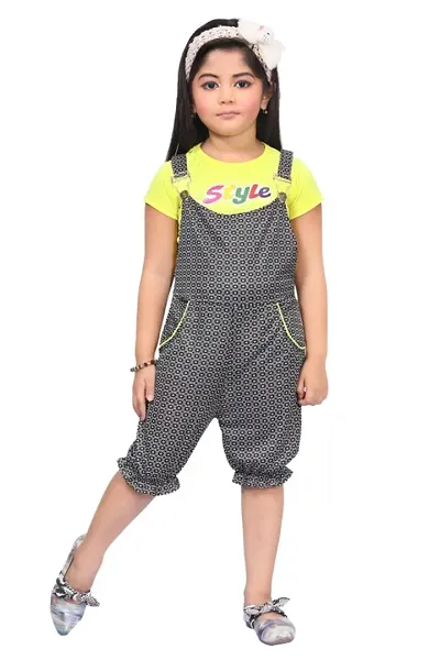 Printed Cotton Blend Jumpsuit For Girls