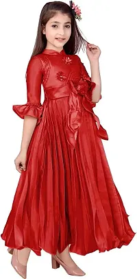 Stylish Fancy Satin Frocks Dress For Girls-thumb2