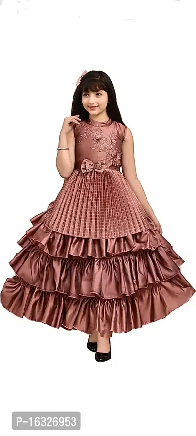 Brown Satin Dress for Girls