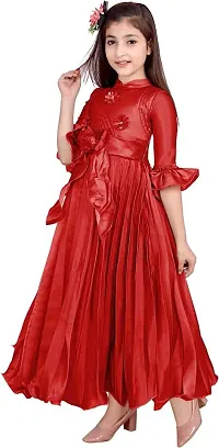 Stylish Fancy Satin Frocks Dress For Girls-thumb3