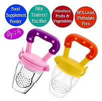 Setster Fruit/Food Feeder/Pacifier/Nibbler with Silicon Mesh in Box Packing (Pacifier - Pink  Yellow) (Pack of 2)-thumb3
