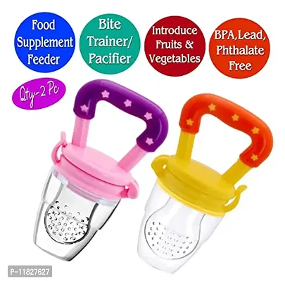 Setster Fruit/Food Feeder/Pacifier/Nibbler with Silicon Mesh in Box Packing (Pacifier - Pink  Yellow) (Pack of 2)-thumb4