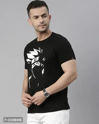 Stylish Kakashi Printed Cotton Blend T-shirt For Men-thumb4